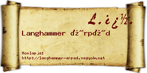 Langhammer Árpád névjegykártya
